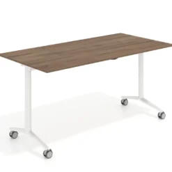 Mesa plegable pivot rectangular, estructura blanca, canto 16cm