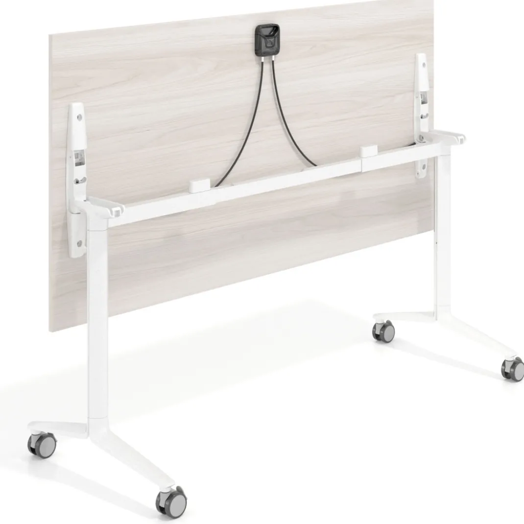 Mesa plegable pivot rectangular, estructura blanca, canto 16cm