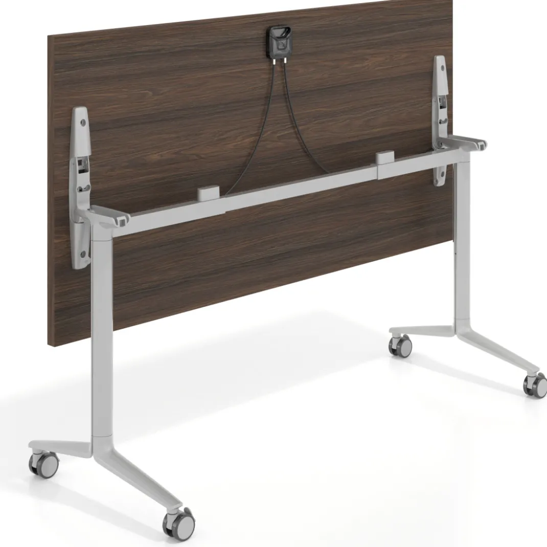 Mesa plegable pivot rectangular, estructura aluminio, canto 30cm