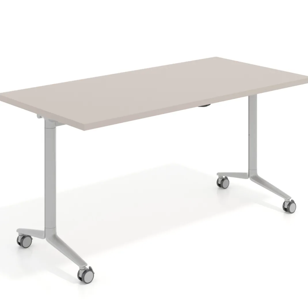 Mesa plegable pivot rectangular, estructura aluminio, canto 30cm