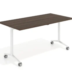 Mesa plegable pivot rectangular, estructura blanca, canto 30cm