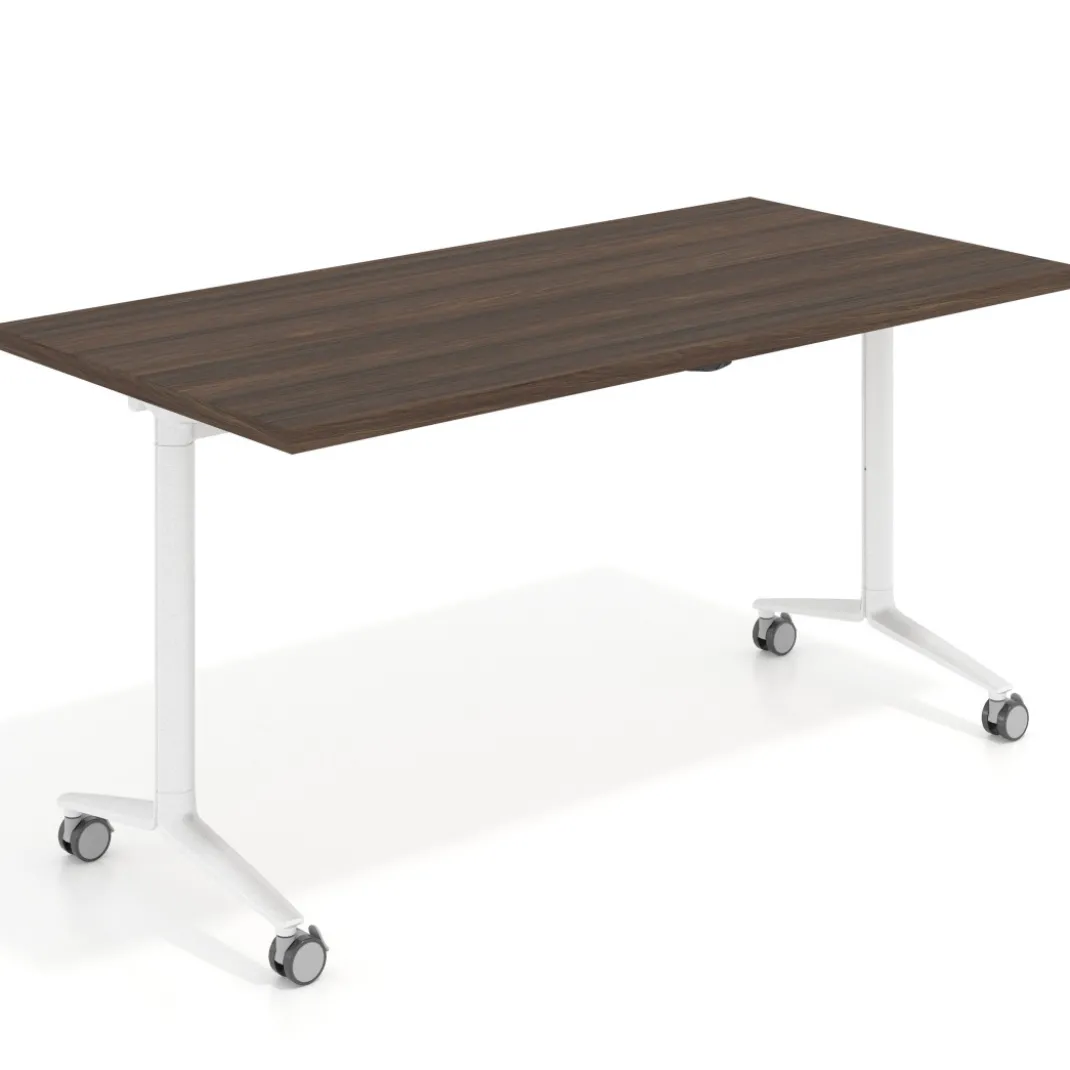 Mesa plegable pivot rectangular, estructura blanca, canto 30cm