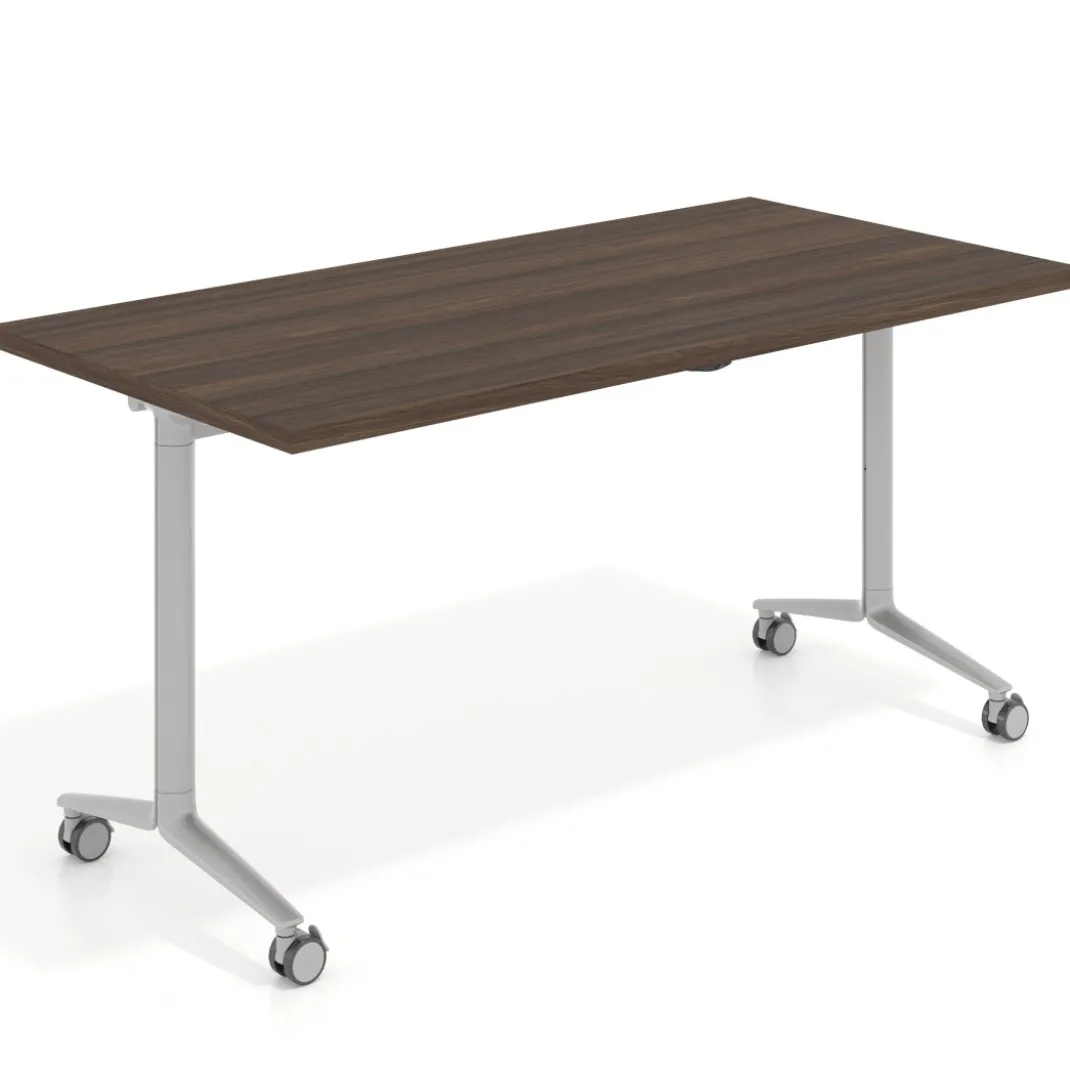 Mesa plegable pivot rectangular, estructura aluminio, canto 30cm