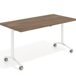 Mesa plegable pivot rectangular, estructura blanca, canto 30cm