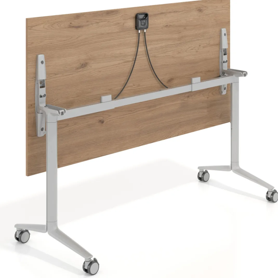 Mesa plegable pivot rectangular, estructura aluminio, canto 16cm