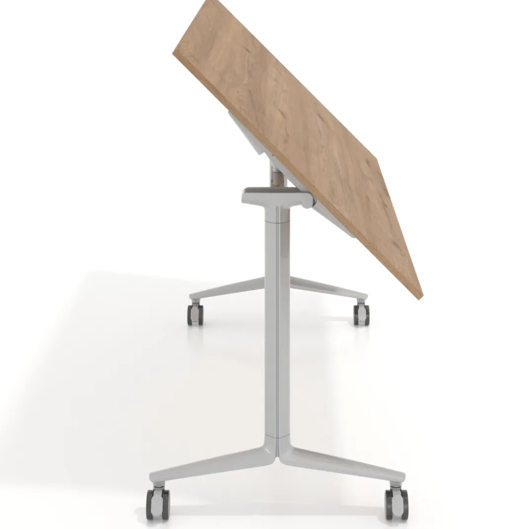 Mesa plegable pivot rectangular, estructura aluminio, canto 16cm