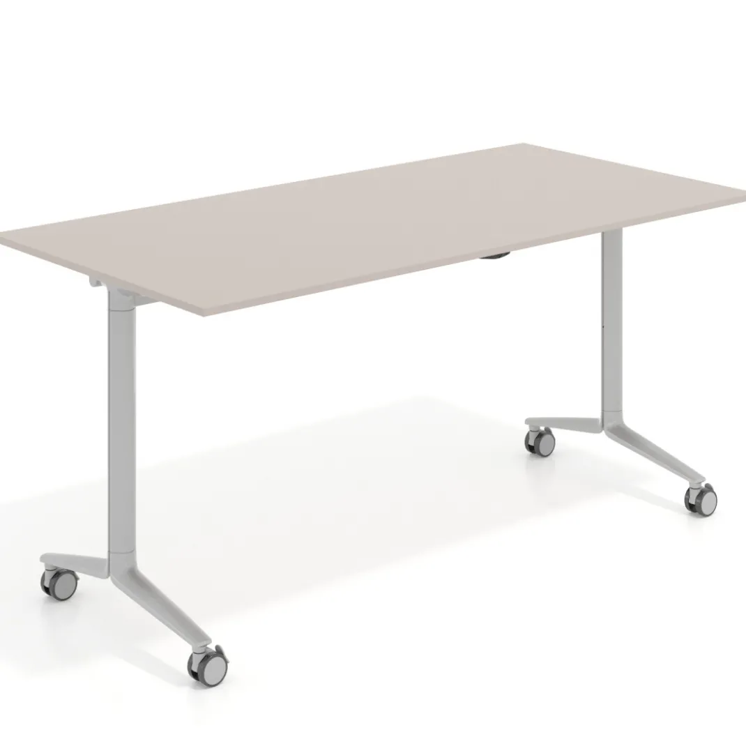 Mesa plegable pivot rectangular, estructura aluminio, canto 16cm