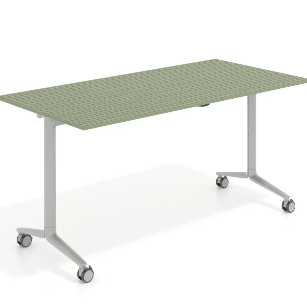 Mesa plegable pivot rectangular, estructura aluminio, canto 16cm