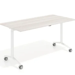 Mesa plegable pivot rectangular, estructura blanca, canto 16cm