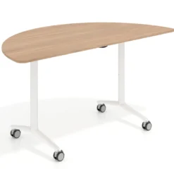 Mesa plegable pivot semicírculo estructura blanco, canto 16cm