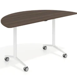 Mesa plegable pivot semicírculo estructura blanco, canto 16cm