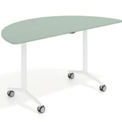 Mesa plegable pivot semicírculo estructura blanco, canto 16cm