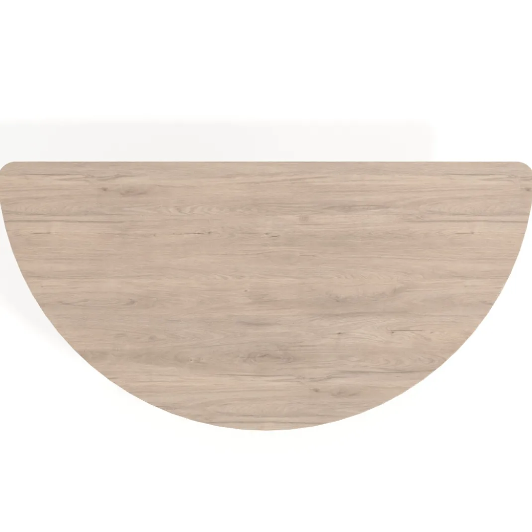 Mesa plegable pivot semicírculo estructura blanco, canto 16cm