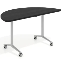 Mesa plegable pivot semicírculo estructura aluminio, canto 30cm
