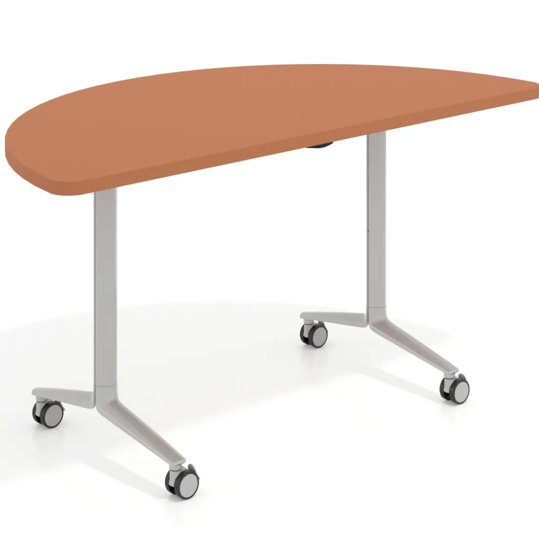 Mesa plegable pivot semicírculo estructura aluminio, canto 30cm