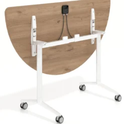 Mesa plegable pivot semicírculo estructura blanco, canto 30cm