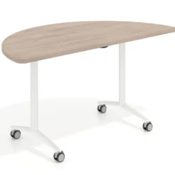 Mesa plegable pivot semicírculo estructura blanco, canto 30cm