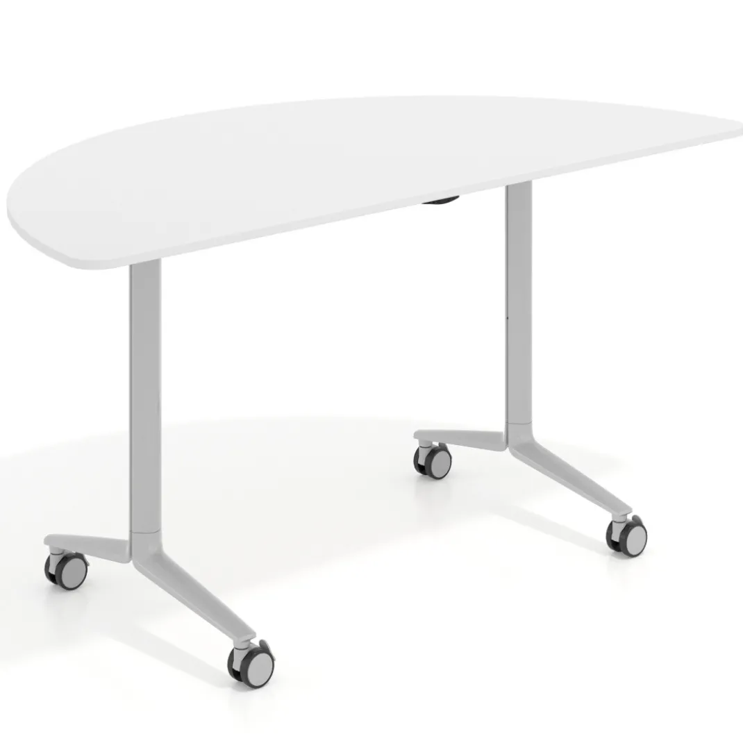 Mesa plegable pivot semicírculo estructura aluminio, canto 16cm