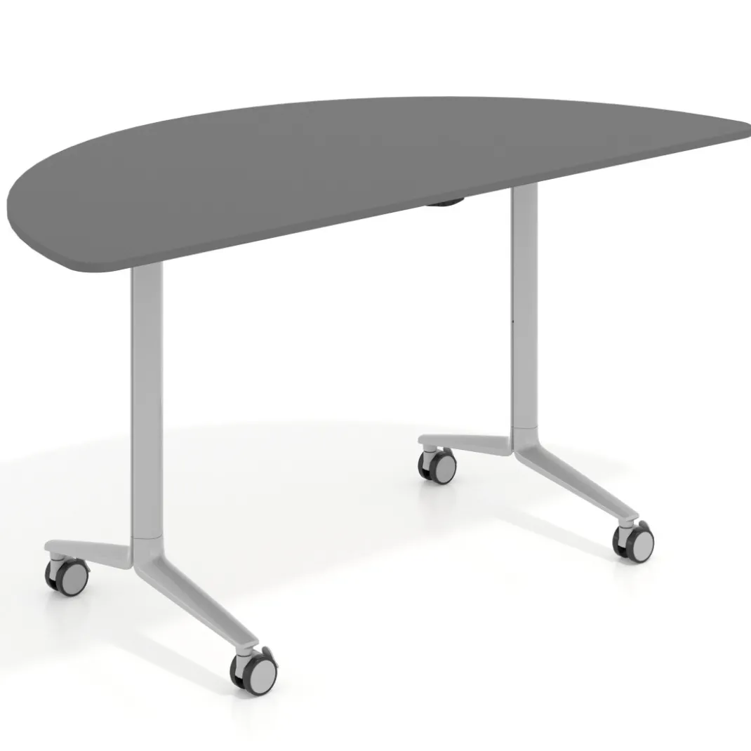 Mesa plegable pivot semicírculo estructura aluminio, canto 16cm