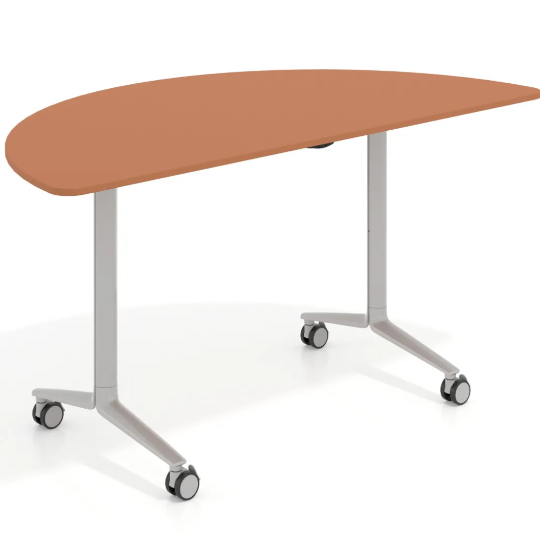 Mesa plegable pivot semicírculo estructura aluminio, canto 16cm