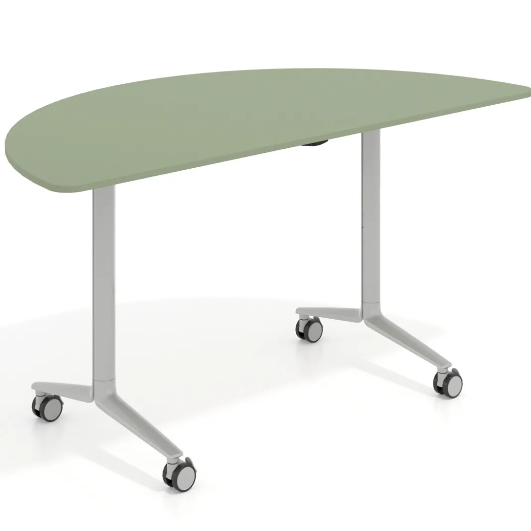 Mesa plegable pivot semicírculo estructura aluminio, canto 16cm