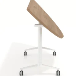 Mesa plegable pivot semicírculo estructura blanco, canto 30cm