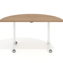 Mesa plegable pivot semicírculo estructura blanco, canto 30cm
