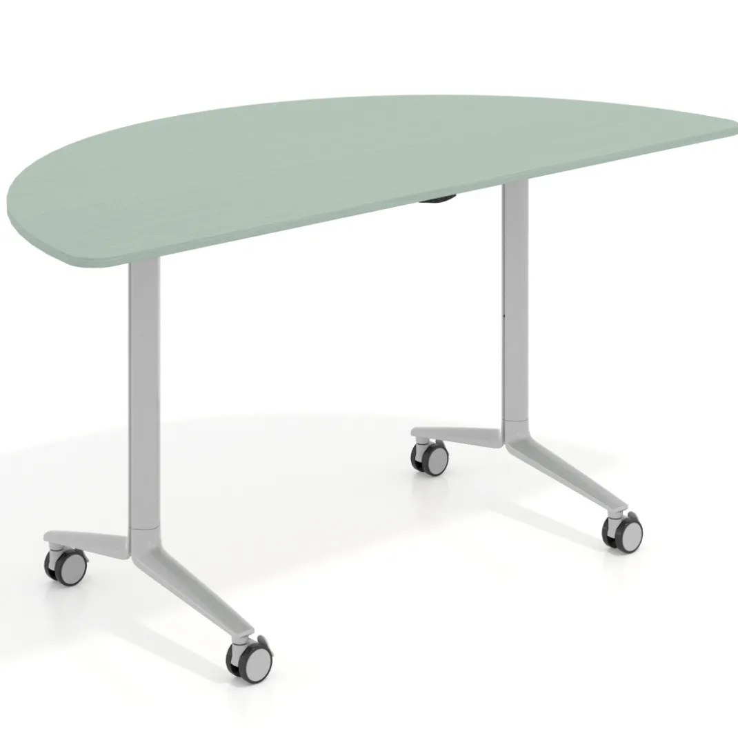 Mesa plegable pivot semicírculo estructura aluminio, canto 16cm