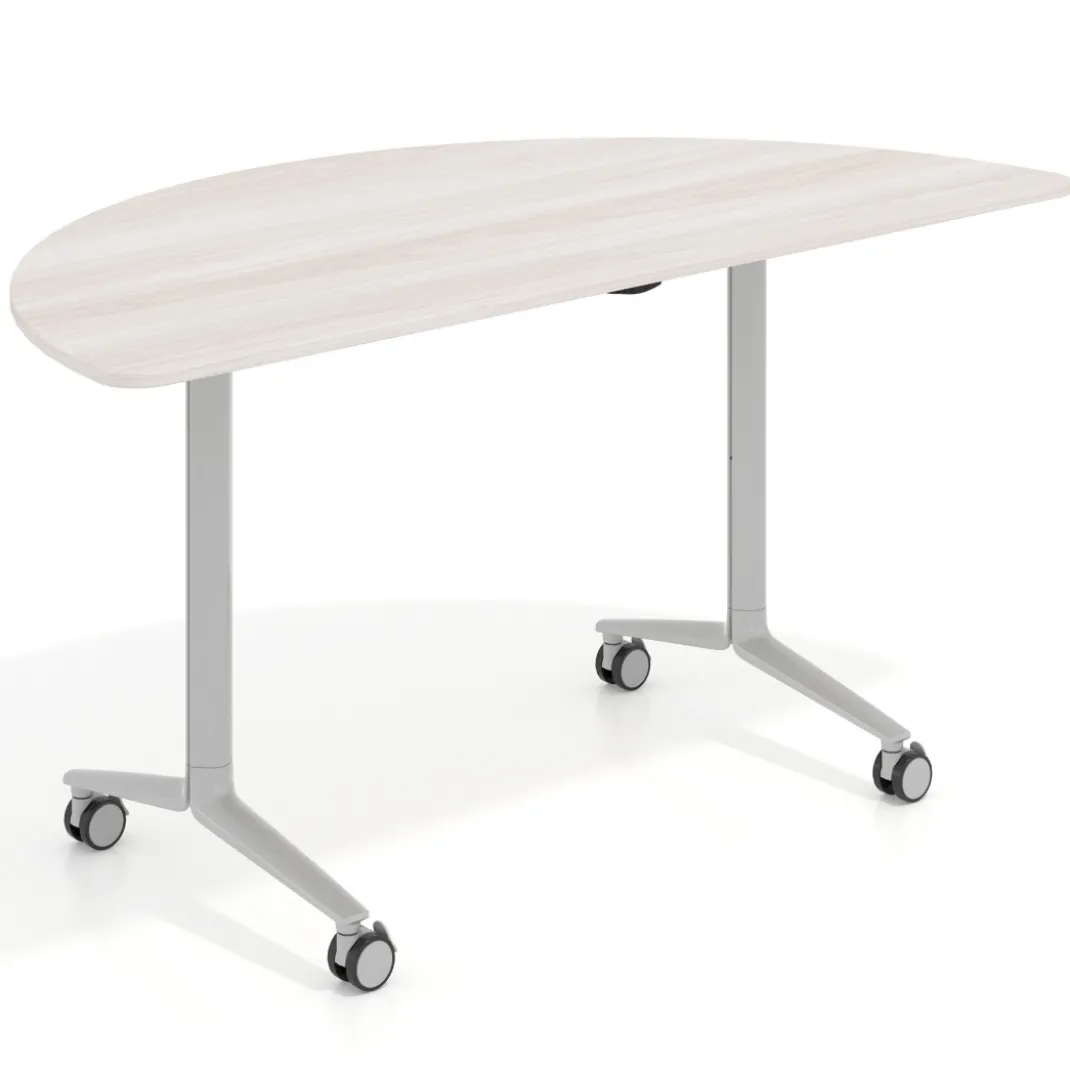 Mesa plegable pivot semicírculo estructura aluminio, canto 16cm