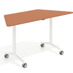 Mesa plegable pivot trapezoidal, estructura blanco, canto 16cm
