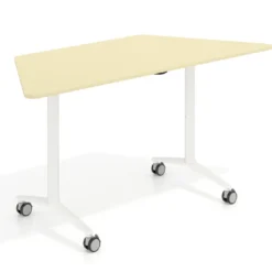Mesa plegable pivot trapezoidal, estructura blanco, canto 16cm