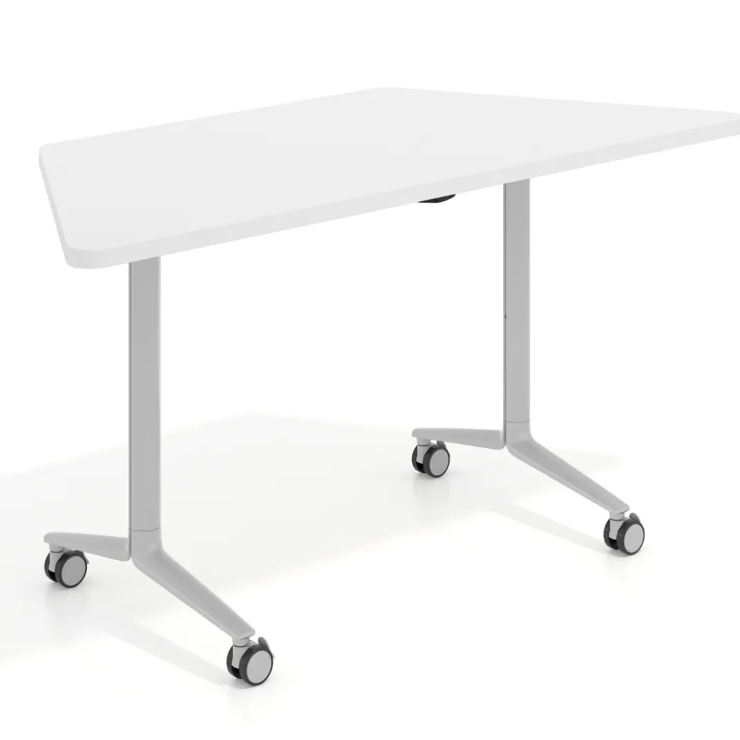 Mesa plegable pivot trapezoidal, estructura aluminio, canto 30cm