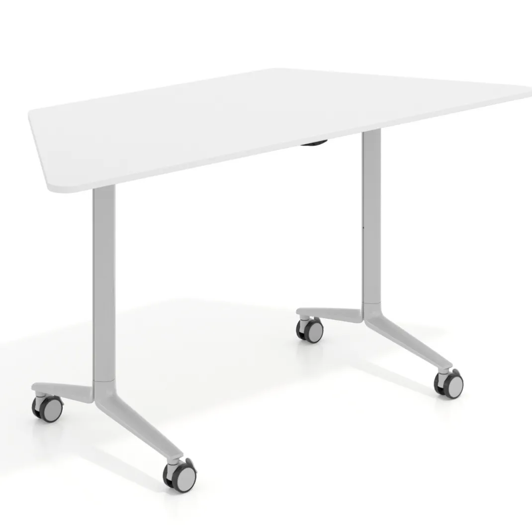 Mesa plegable pivot trapezoidal, estructura aluminio, canto 16cm