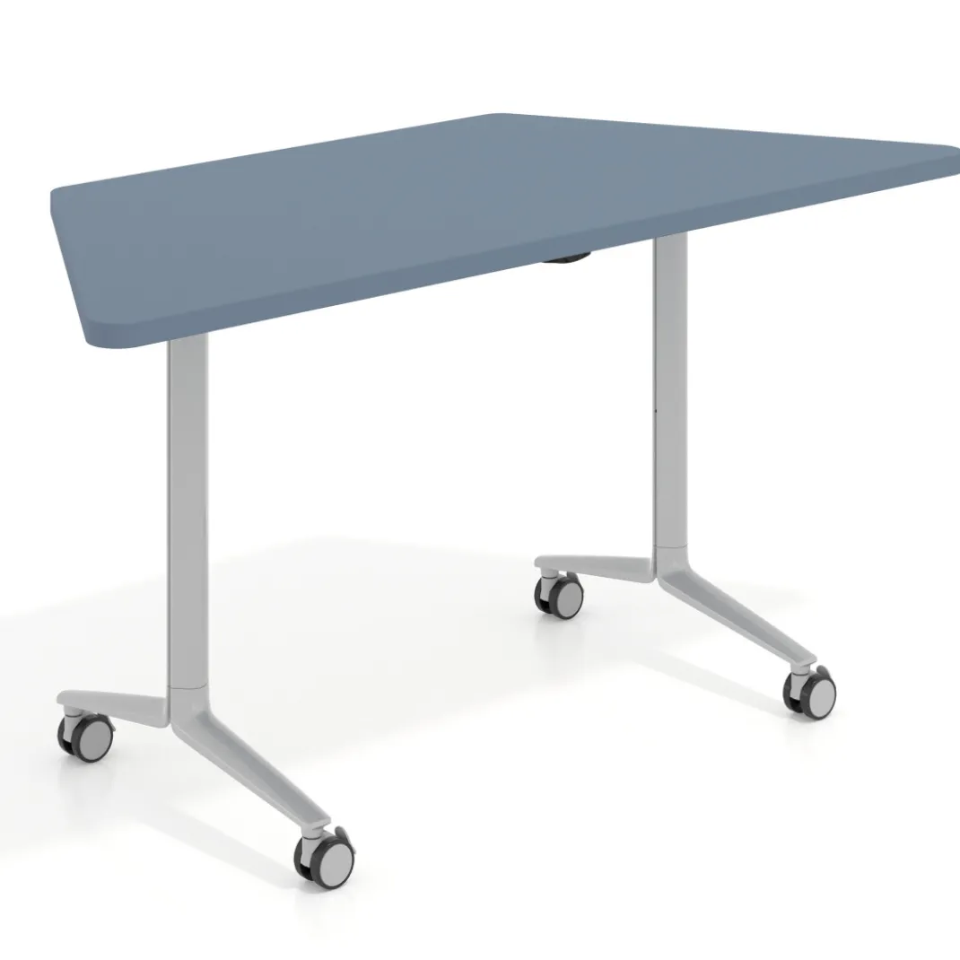 Mesa plegable pivot trapezoidal, estructura aluminio, canto 30cm