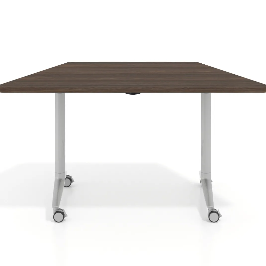 Mesa plegable pivot trapezoidal, estructura aluminio, canto 30cm
