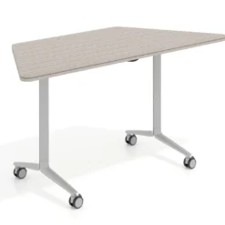 Mesa plegable pivot trapezoidal, estructura aluminio, canto 30cm
