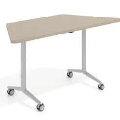 Mesa plegable pivot trapezoidal, estructura aluminio, canto 30cm