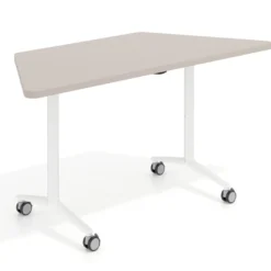 Mesa plegable pivot trapezoidal, estructura blanco, canto 30cm