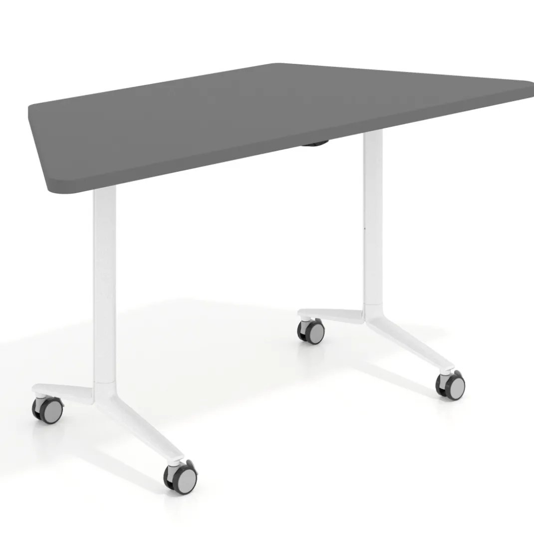 Mesa plegable pivot trapezoidal, estructura blanco, canto 30cm