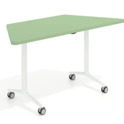 Mesa plegable pivot trapezoidal, estructura blanco, canto 30cm