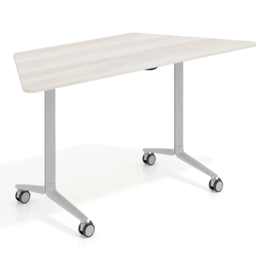 Mesa plegable pivot trapezoidal, estructura aluminio, canto 16cm