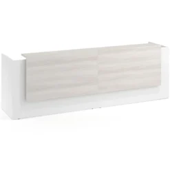 Mostrador doble con doble encimera larga, estructura blanco mate