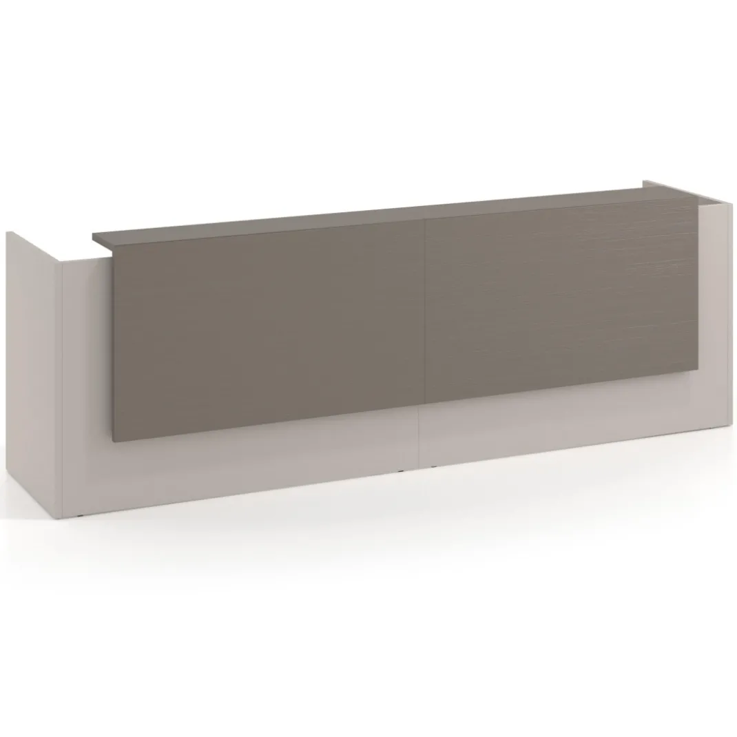 Mostrador doble con doble encimera larga, estructura gris coco