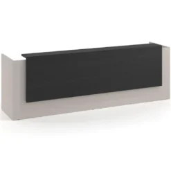 Mostrador doble con doble encimera larga, estructura gris coco