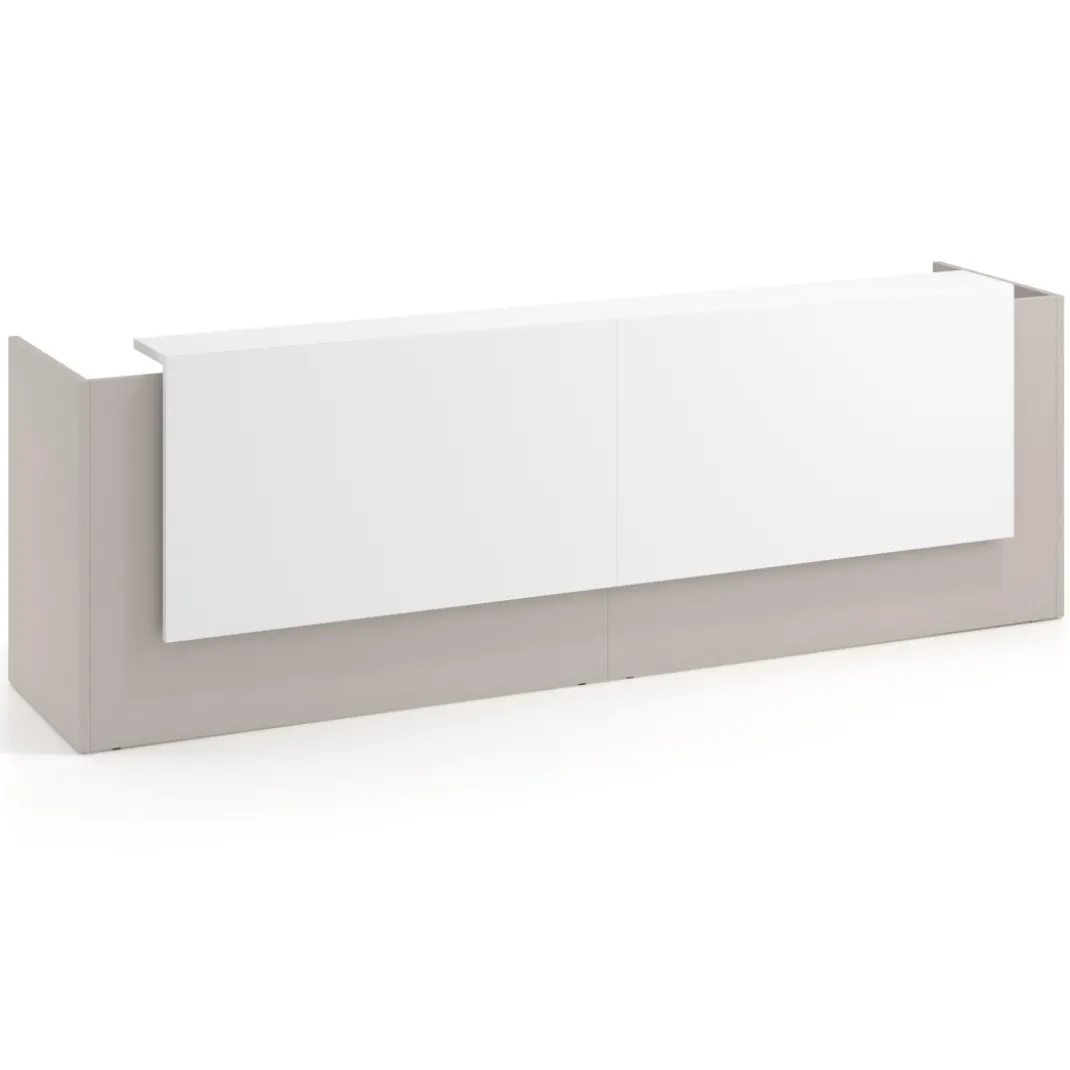 Mostrador doble con doble encimera larga, estructura gris coco