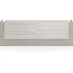 Mostrador doble con doble encimera larga, estructura gris coco