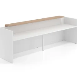 Mostrador doble con doble encimera larga, estructura blanco mate