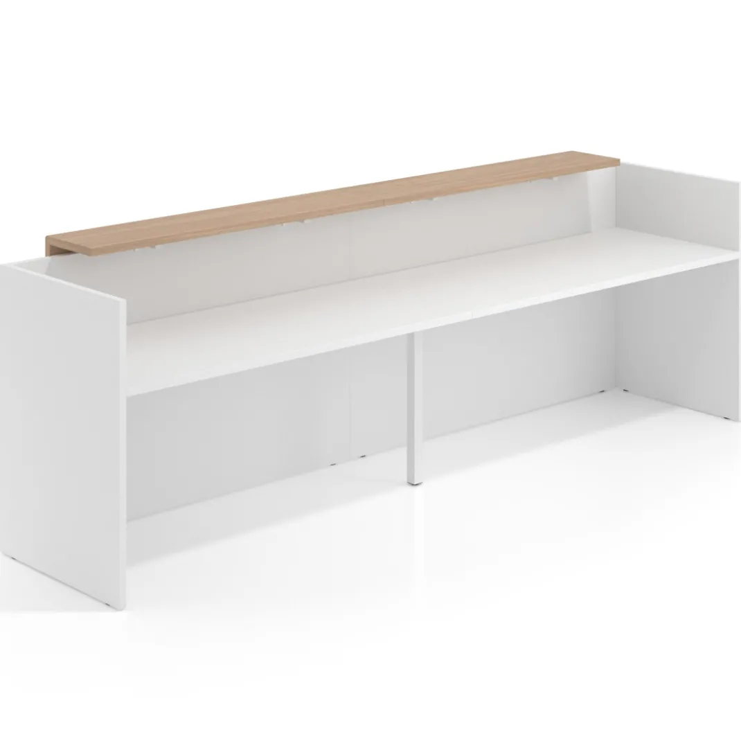 Mostrador doble con doble encimera larga, estructura blanco mate