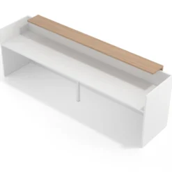Mostrador doble con doble encimera larga, estructura blanco mate