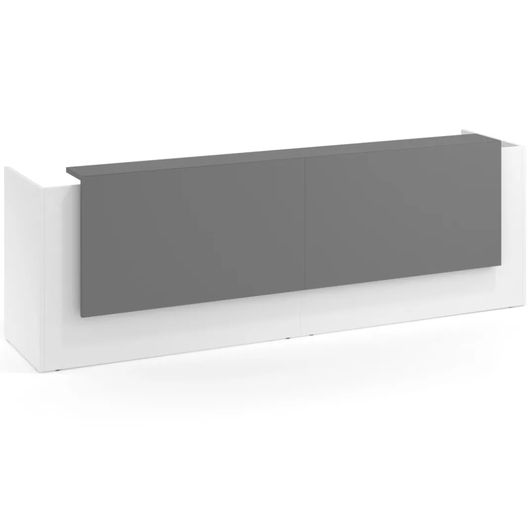 Mostrador doble con doble encimera larga, estructura blanco mate